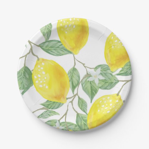 Yellow Lemons on Vine Design  Paper Plates