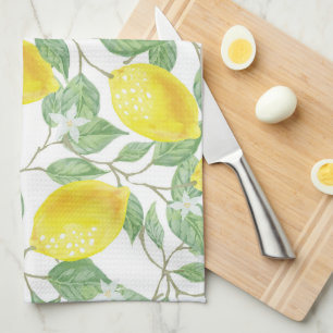 Yellow Lemons On Vines Design Kitchen Towel
