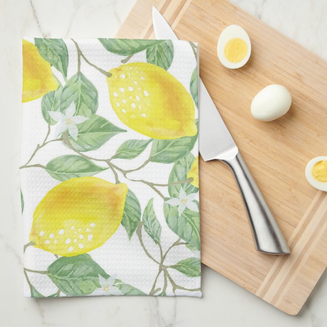 Yellow Lemons On Vines Design Kitchen Towel (Quarter Fold)