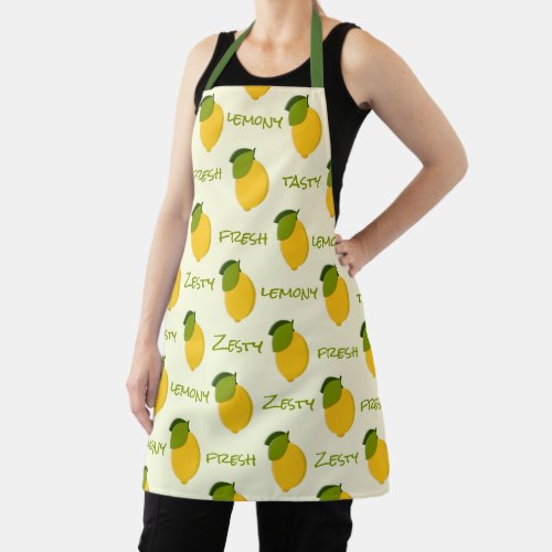 Yellow Lemons Pattern Fresh Zesty Tasty Lemony Apron