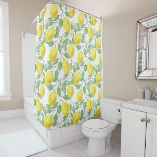 Yellow Lemons Pattern Shower Curtain