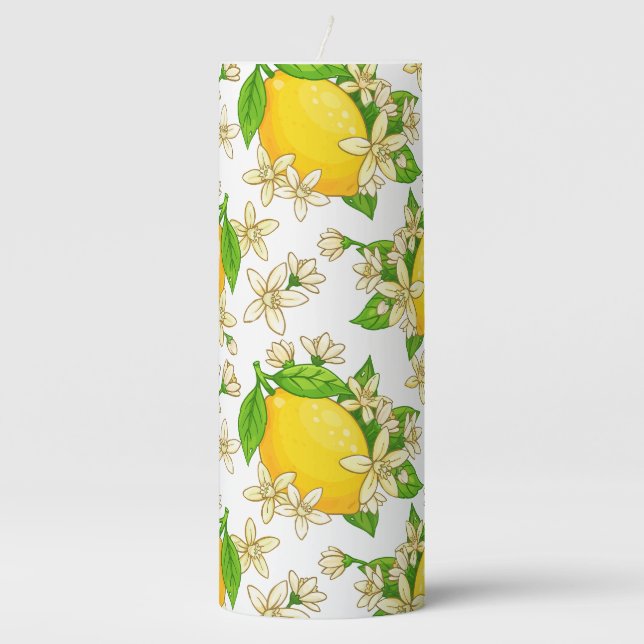 yellow lemons pillar candle (Front)