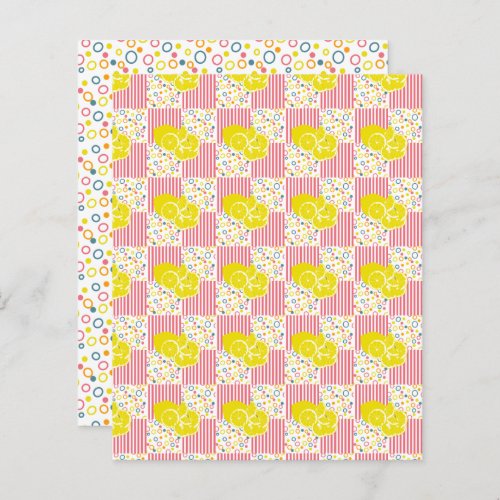 Yellow Lemons Pink Stripes Scrapbook Paper
