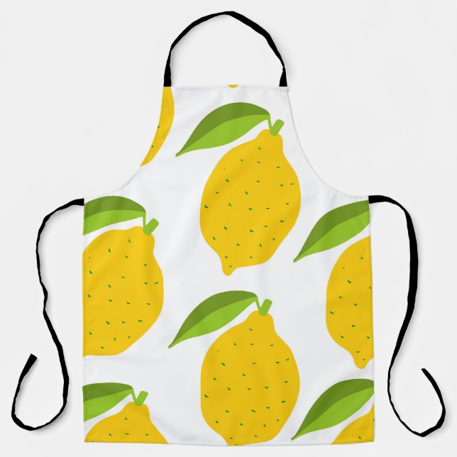 Yellow lemons, seamless artistic pattern. apron (Front)