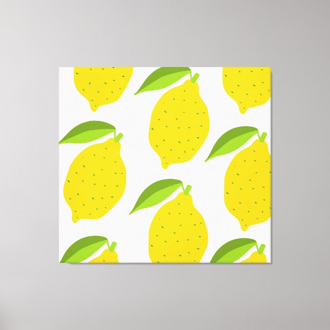 Yellow lemons, seamless artistic pattern. canvas print (Front)