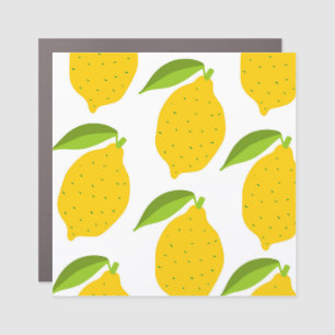 Yellow lemons, seamless artistic pattern. car magnet