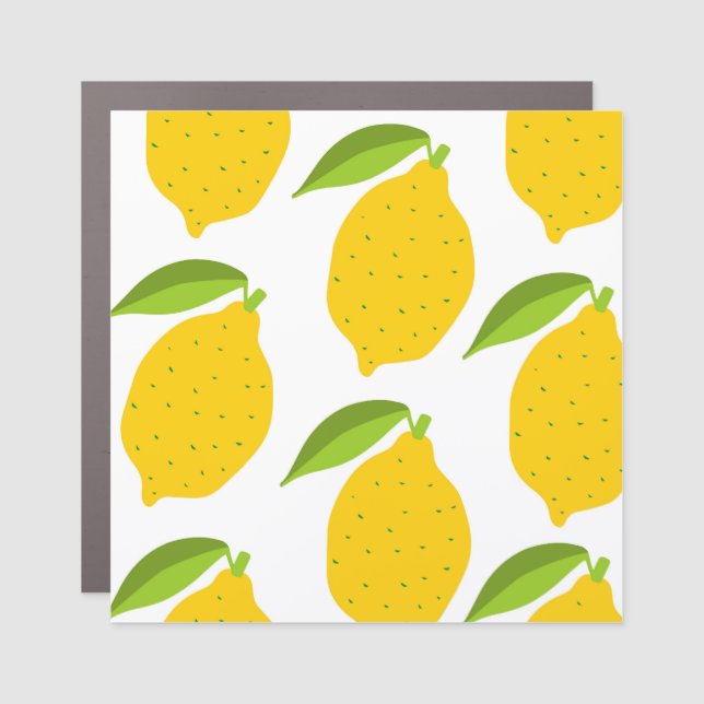 Yellow lemons, seamless artistic pattern. car magnet (Front)