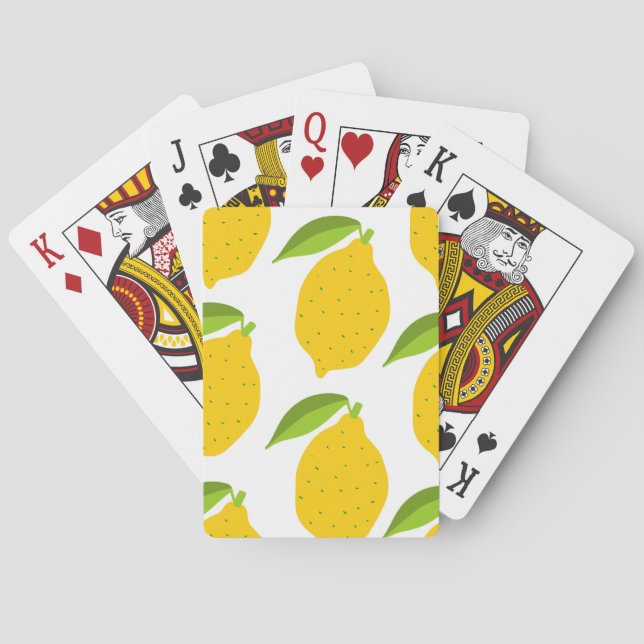 Yellow lemons, seamless artistic pattern. poker cards (Back)