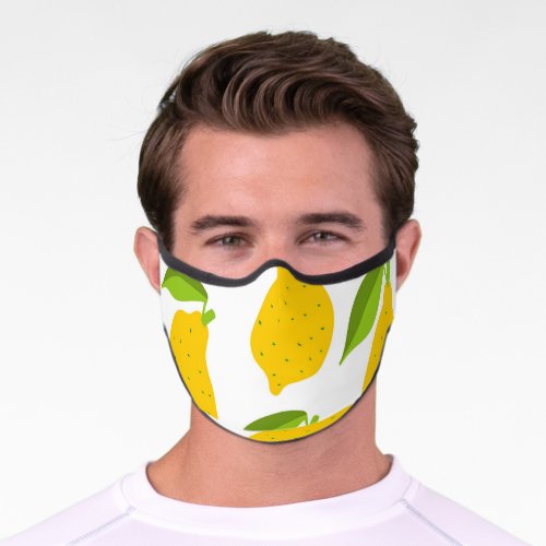Yellow lemons seamless artistic pattern premium face mask