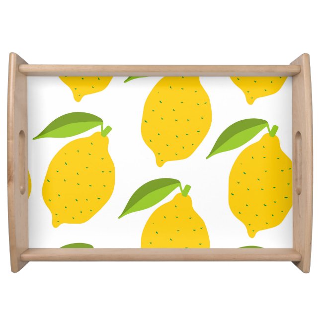 Yellow lemons, seamless artistic pattern. serving tray (Front)