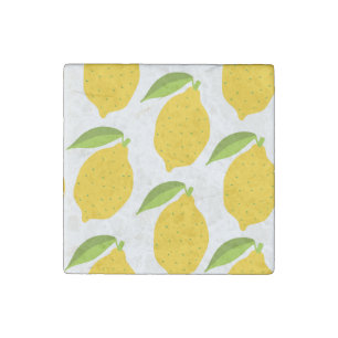 Yellow lemons, seamless artistic pattern. stone magnet