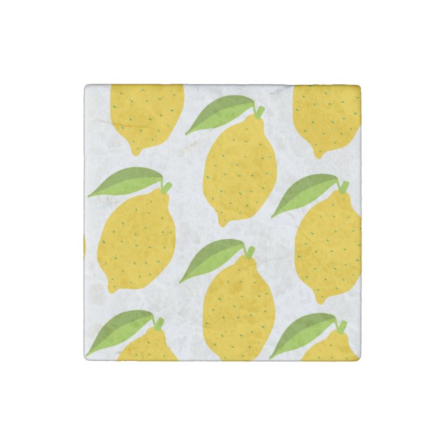 Yellow lemons, seamless artistic pattern. stone magnet (Front)