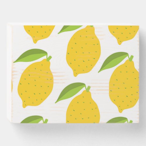 Yellow lemons seamless artistic pattern wooden box sign
