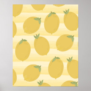 Yellow Lemons Summer Fruit Bright Whimsical Rustic Poster