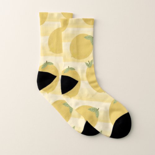 Yellow Lemons Summer Fruit Bright Whimsical Rustic Socks