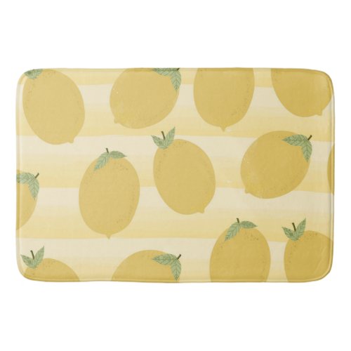 Yellow Lemons Summer Fruit Watercolor Fun Bright Bathroom Mat