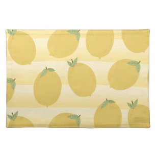Yellow Lemons Summer Fruit Watercolor Fun Bright Cloth Placemat