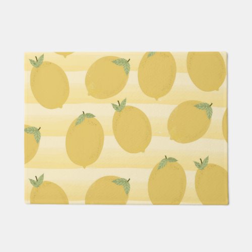 Yellow Lemons Summer Fruit Watercolor Fun Bright Doormat