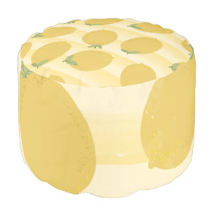 Yellow Lemons Summer Fruit Watercolor Fun Bright Pouf
