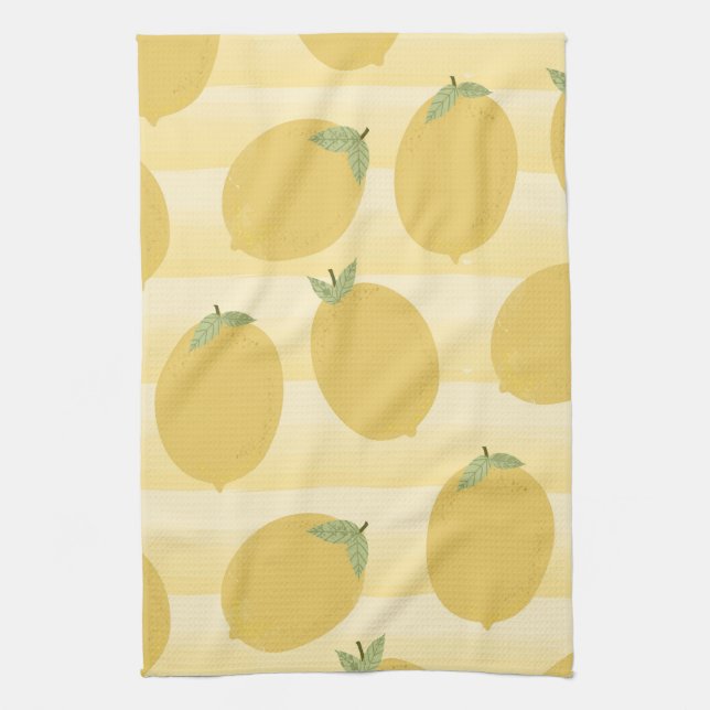 Yellow Lemons Summer Fruit Watercolor Fun Bright Towel (Vertical)