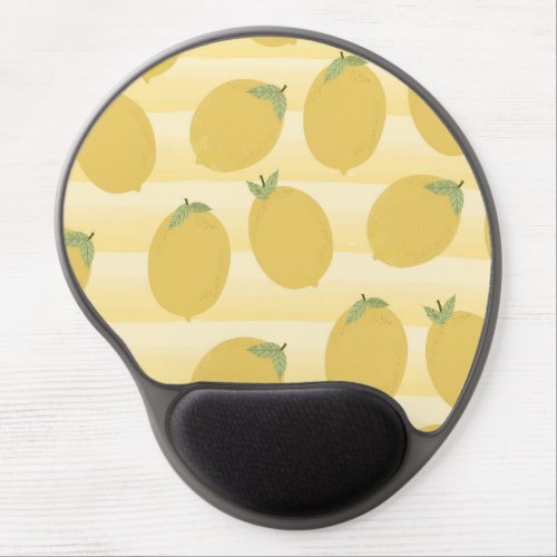 Yellow Lemons Summer Fruit Watercolor Stripe Gel Mouse Pad