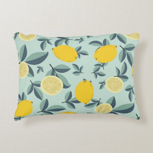 Yellow Lemons Tropical Seamless Pattern Accent Pillow