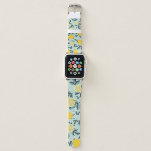 Yellow Lemons Tropical Seamless Pattern Apple Watch Band