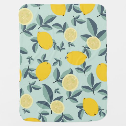 Yellow Lemons Tropical Seamless Pattern Baby Blanket