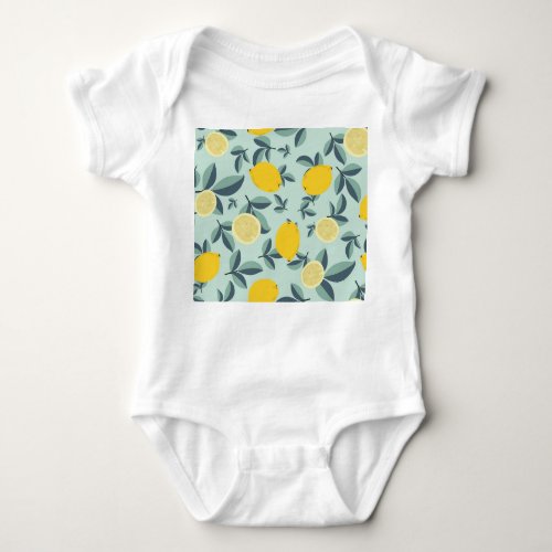 Yellow Lemons Tropical Seamless Pattern Baby Bodysuit