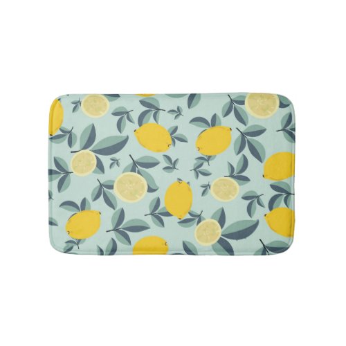 Yellow Lemons Tropical Seamless Pattern Bath Mat