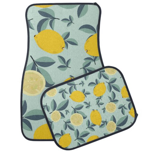 Yellow Lemons Tropical Seamless Pattern Car Floor Mat