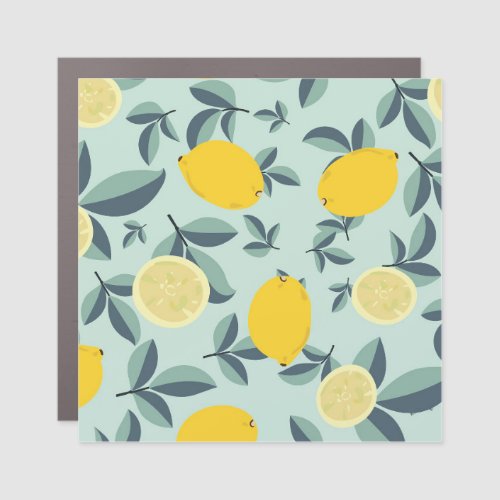 Yellow Lemons Tropical Seamless Pattern Car Magnet