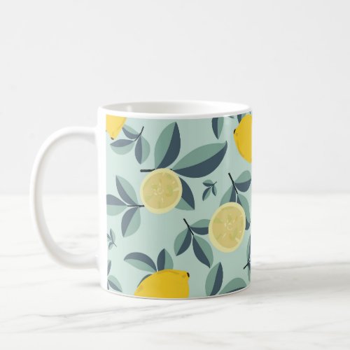 Yellow Lemons Tropical Seamless Pattern Coffee Mug