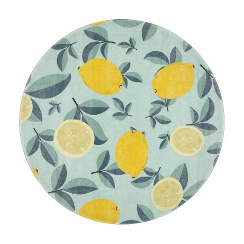 Yellow Lemons Tropical Seamless Pattern Cutting Board