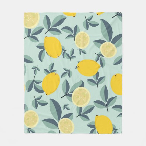 Yellow Lemons Tropical Seamless Pattern Fleece Blanket