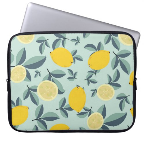 Yellow Lemons Tropical Seamless Pattern Laptop Sleeve