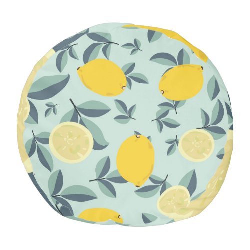 Yellow Lemons Tropical Seamless Pattern Pouf