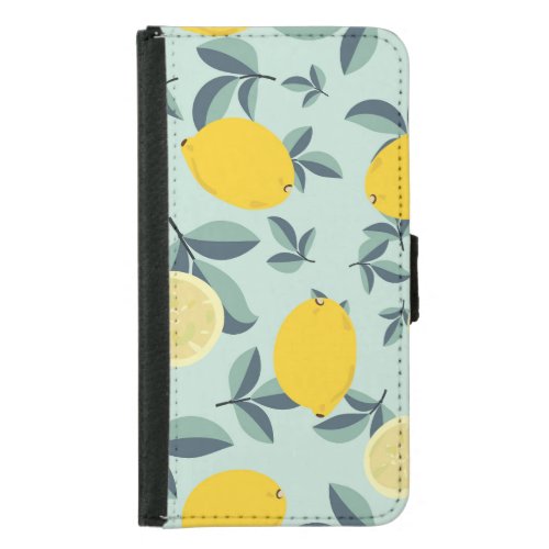 Yellow Lemons Tropical Seamless Pattern Samsung Galaxy S5 Wallet Case