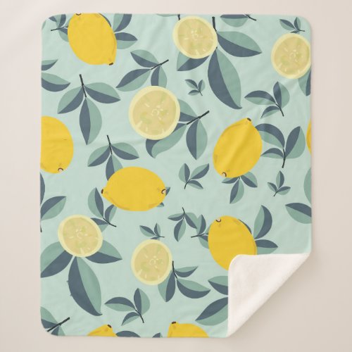 Yellow Lemons Tropical Seamless Pattern Sherpa Blanket