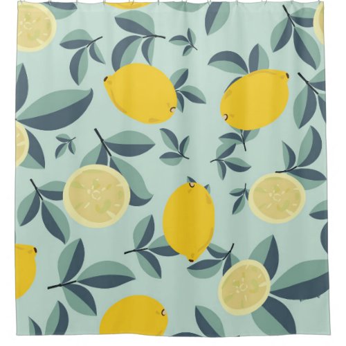Yellow Lemons Tropical Seamless Pattern Shower Curtain
