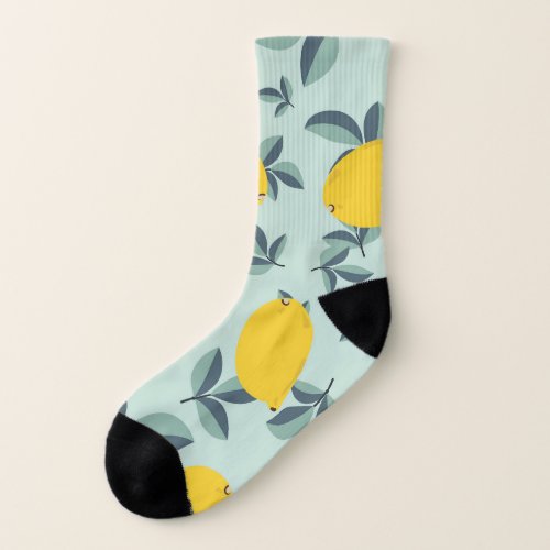 Yellow Lemons Tropical Seamless Pattern Socks