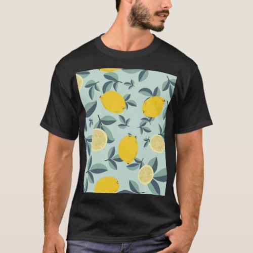 Yellow Lemons Tropical Seamless Pattern T_Shirt