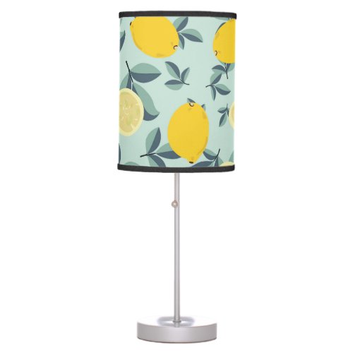 Yellow Lemons Tropical Seamless Pattern Table Lamp