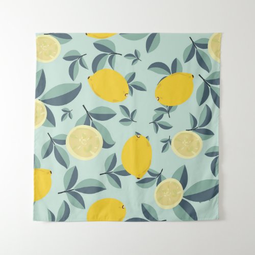 Yellow Lemons Tropical Seamless Pattern Tapestry