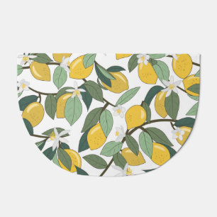 Yellow Lemons, Tropical Seamless Print. Doormat