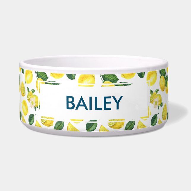 Yellow Lemons Watercolor Fruit Pattern Bowl (Front)