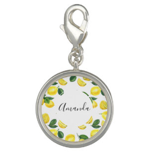 Yellow Lemons Watercolor Fruit Pattern Charm