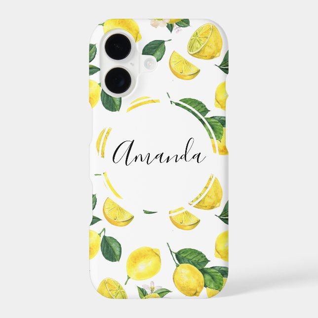 Yellow Lemons Watercolor Fruit Pattern Iphone Case (Back)