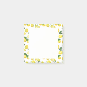 Yellow Lemons Watercolor Fruit Pattern Post-it Notes