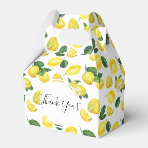 Yellow Lemons Watercolor Fruit Pattern Thank You Favor Boxes